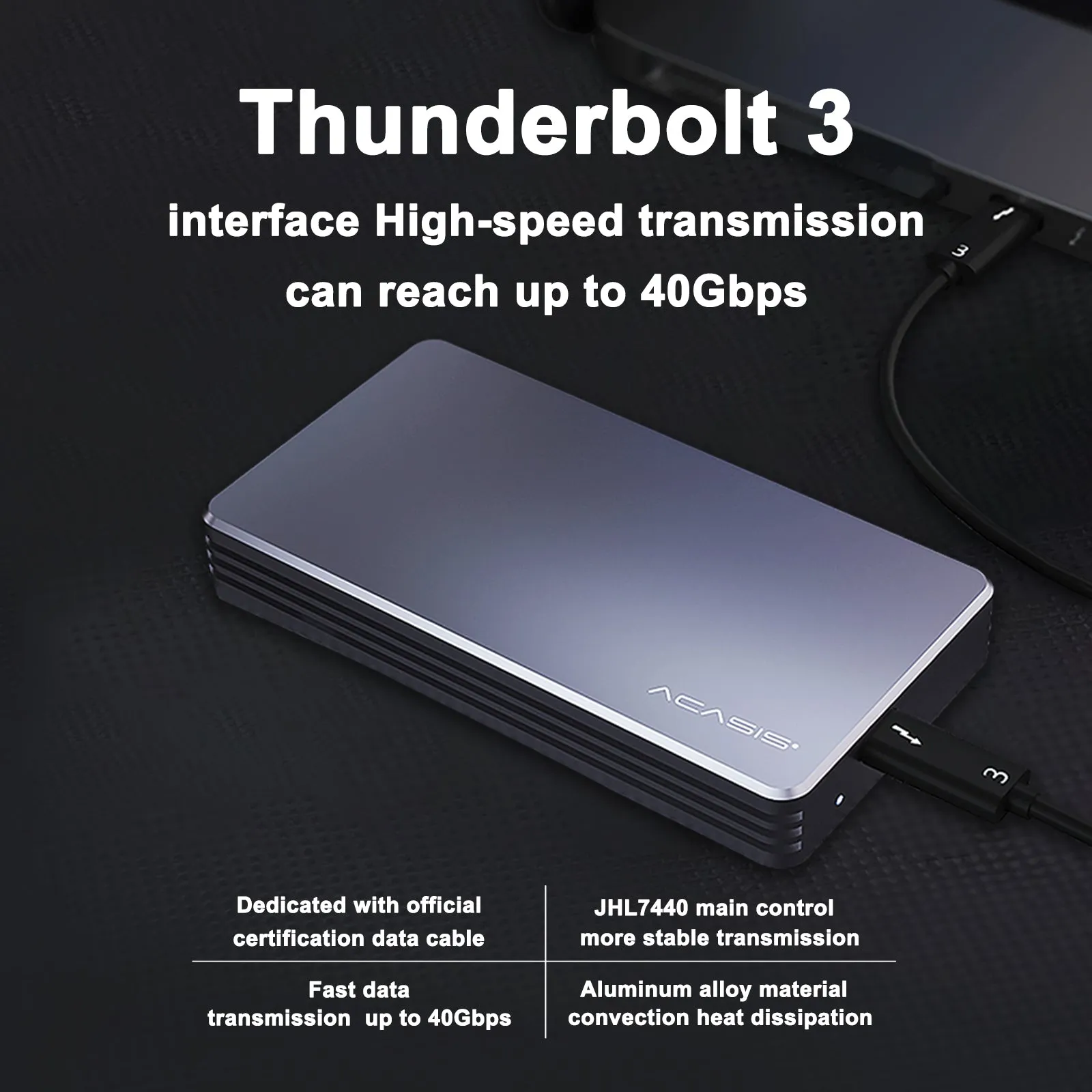 Acasis Thunderbolt 3 40Gbps NVMe M.2 8TB Aluminum Shell SSD Enclosure