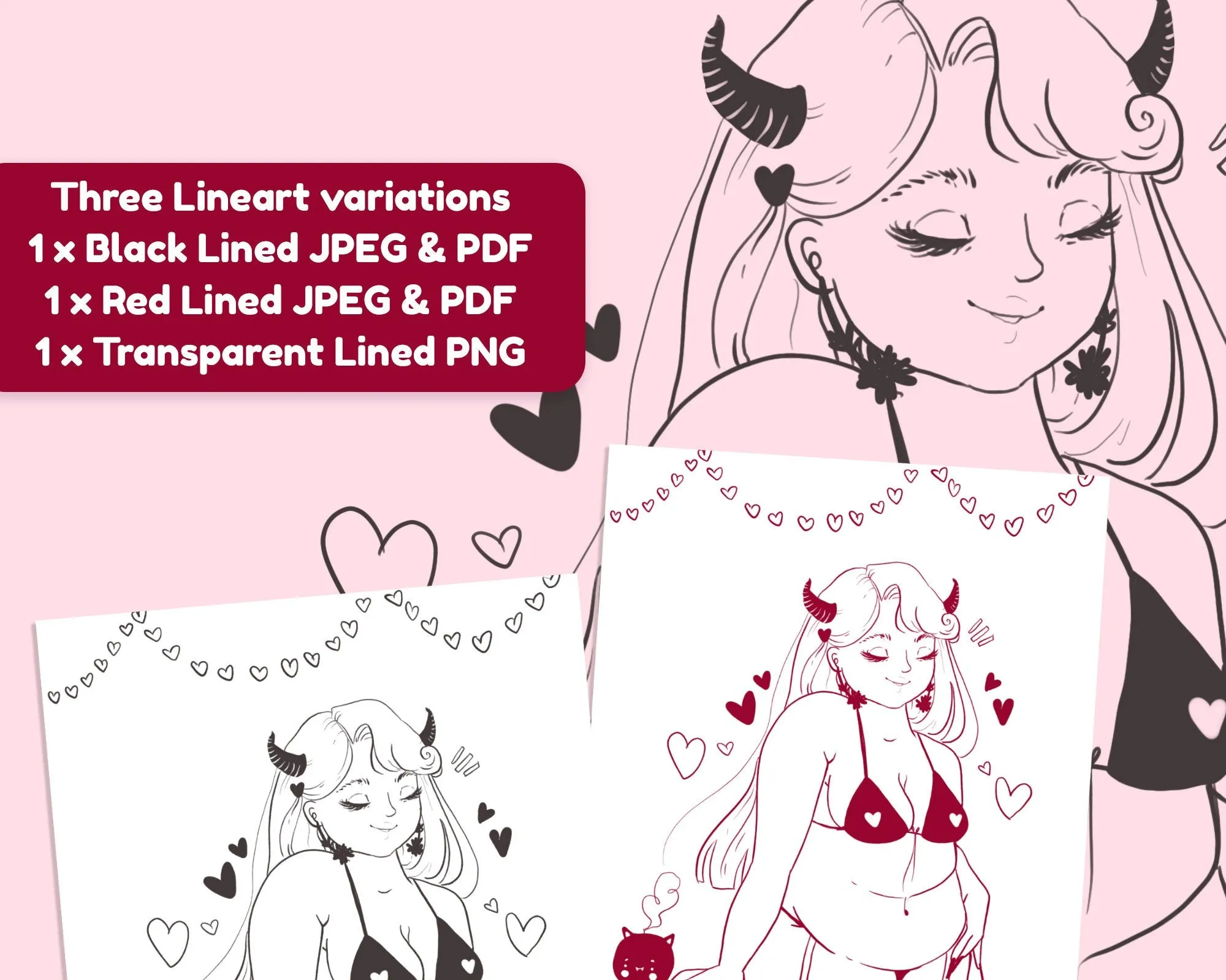 Body Positivity Devil Girl Colouring Page Digital Download | Printable Feminist Colouring Sheet - Katnipp Colouring Book
