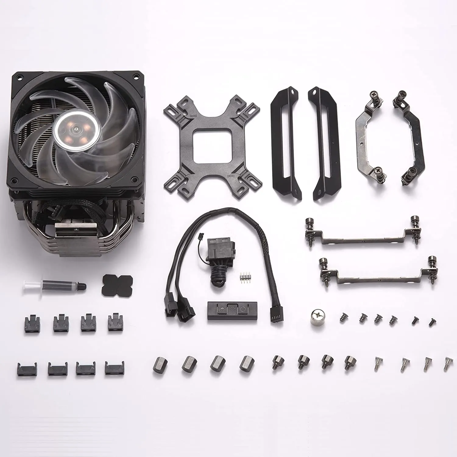 Cooler Master Hyper 212 Black Edition RGB CPU Air Cooler, SF120R RGB Fan, Anodized Gun-Metal Black, Brushed Nickel Fins, 4 Copper Direct Contact Heat Pipes for AMD Ryzen/Intel LGA1151