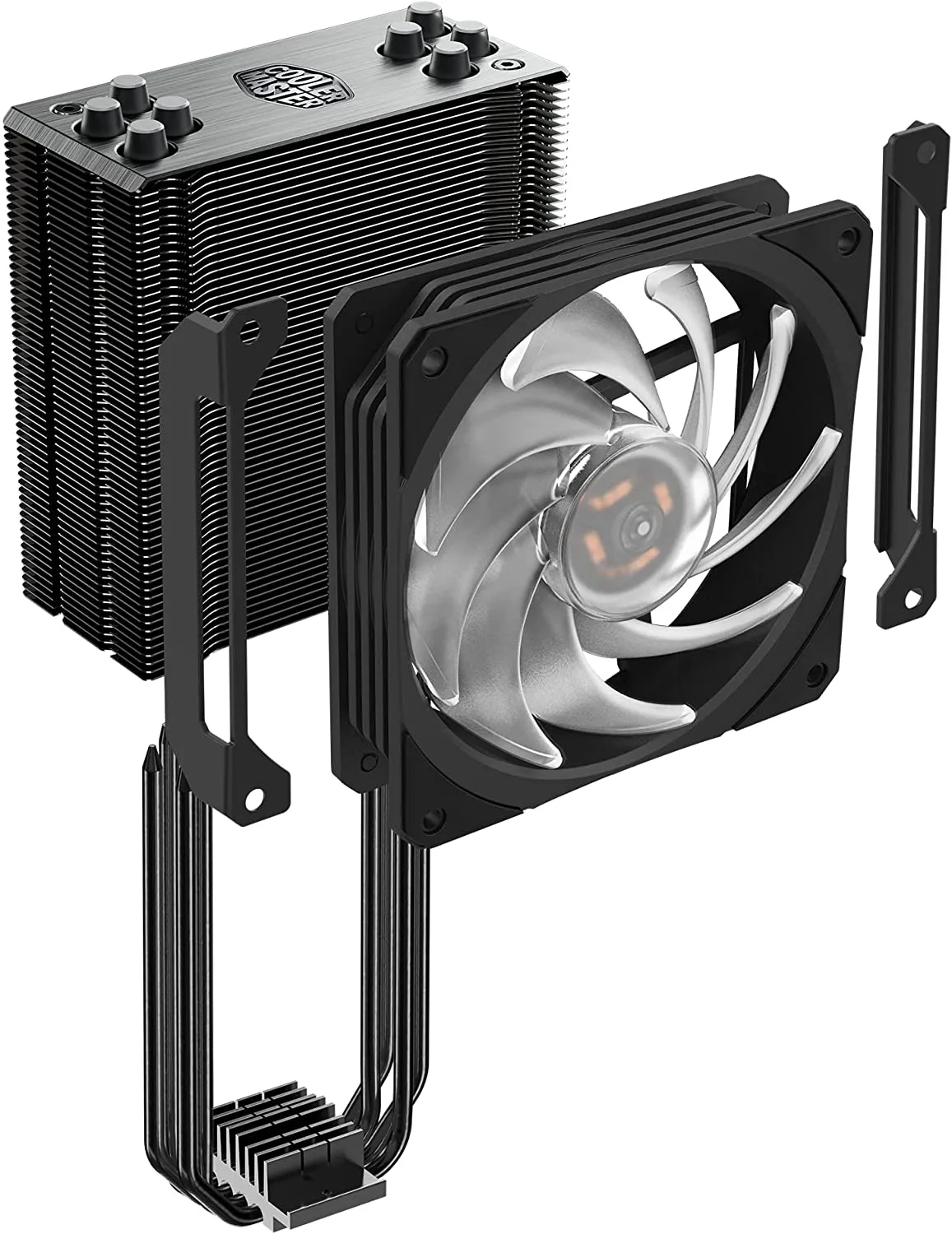 Cooler Master Hyper 212 Black Edition RGB CPU Air Cooler, SF120R RGB Fan, Anodized Gun-Metal Black, Brushed Nickel Fins, 4 Copper Direct Contact Heat Pipes for AMD Ryzen/Intel LGA1151