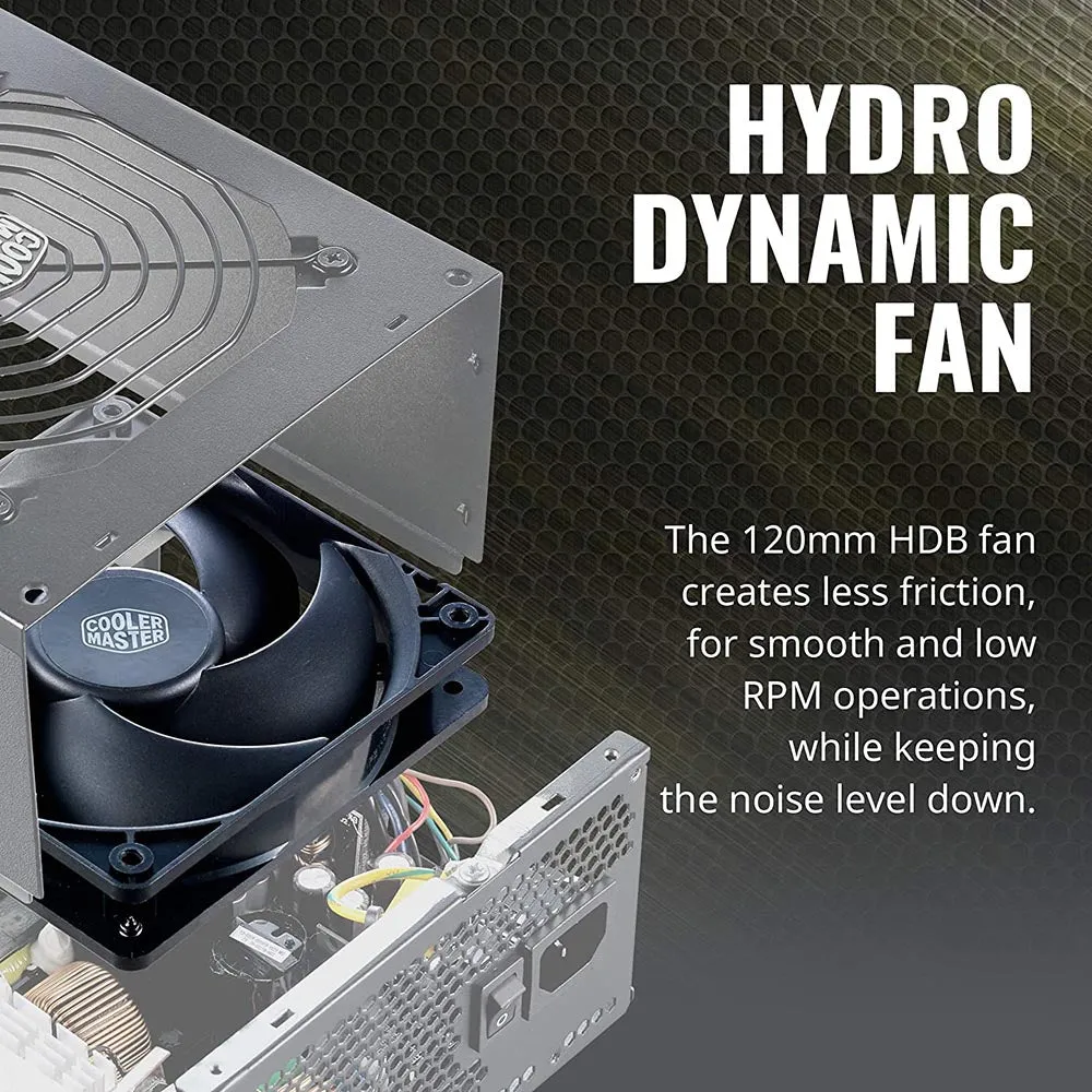 Cooler Master MWE Gold 550 V2 Full Modular, 550W, 80  Gold Efficiency, 2 EPS Connectors, 120mm HDB Fan, Semi-fanless Operation