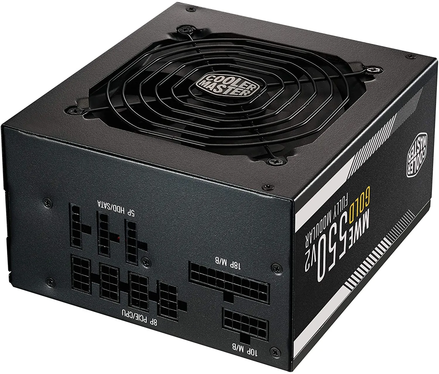 Cooler Master MWE Gold 550 V2 Full Modular, 550W, 80  Gold Efficiency, 2 EPS Connectors, 120mm HDB Fan, Semi-fanless Operation