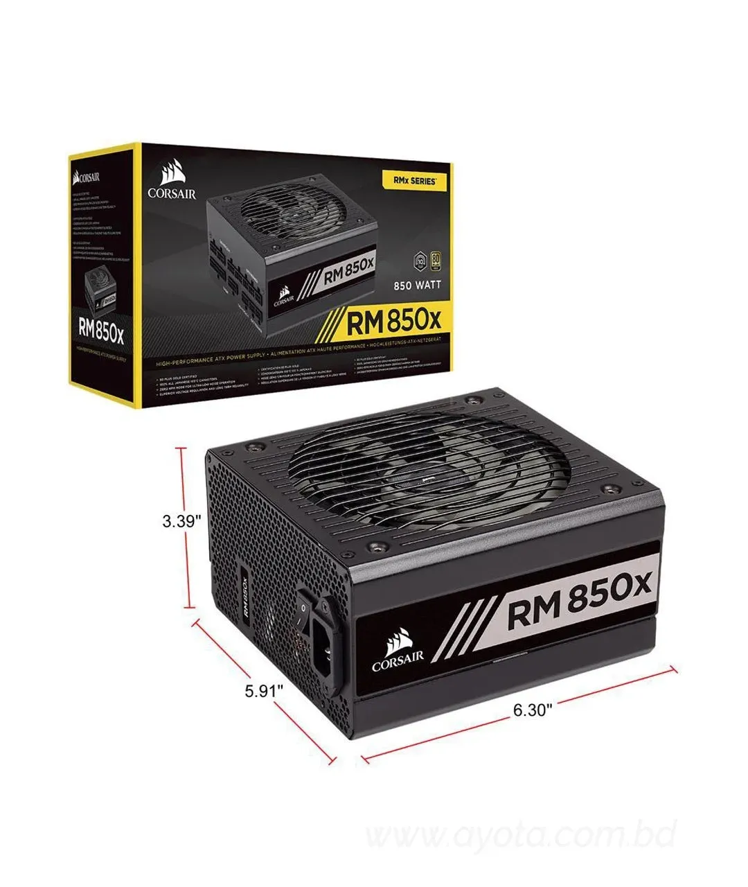 CORSAIR RMx Series RM850x CP-9020180-NA 850W 80 PLUS GOLD Certified Full Modular Power Supply
