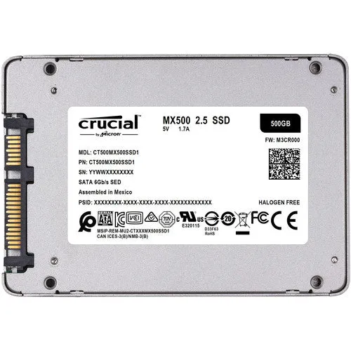 Crucial MX500 500GB Internal Solid State Drive, Micron 3D NAND SATA - CT500MX500SSD1