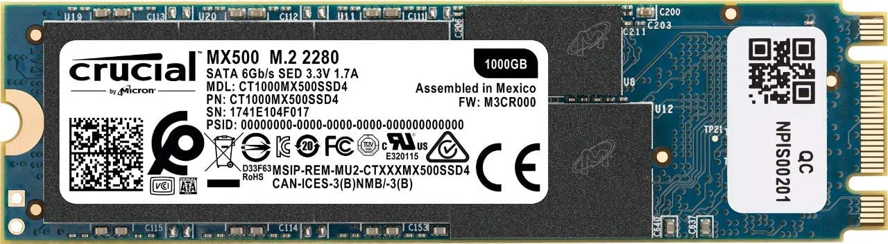 Crucial MX500 M.2 Internal 1TB Solid State Drive, Micron 3D TLC NAND - CT1000MX500SSD4