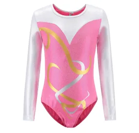Long Sleeved Pink Leotard w Ribbons