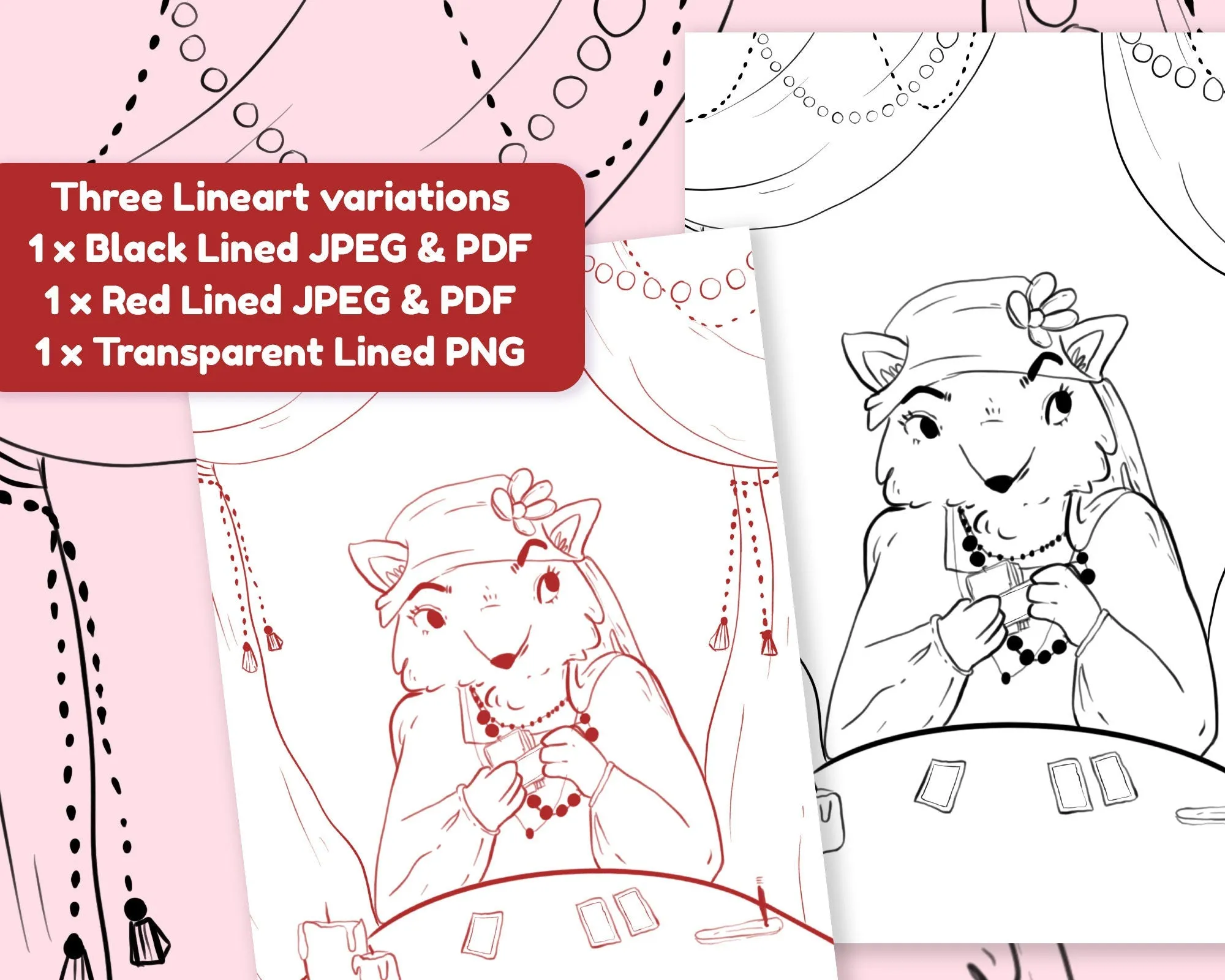 Madame Fortuna Fox Whimsical Colouring Page | Enchanting Printable Digital Download for Kawaii Colouring Fun