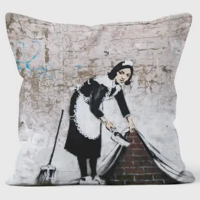 Maid - Banksy Inspired - Graffiti Art Cushion