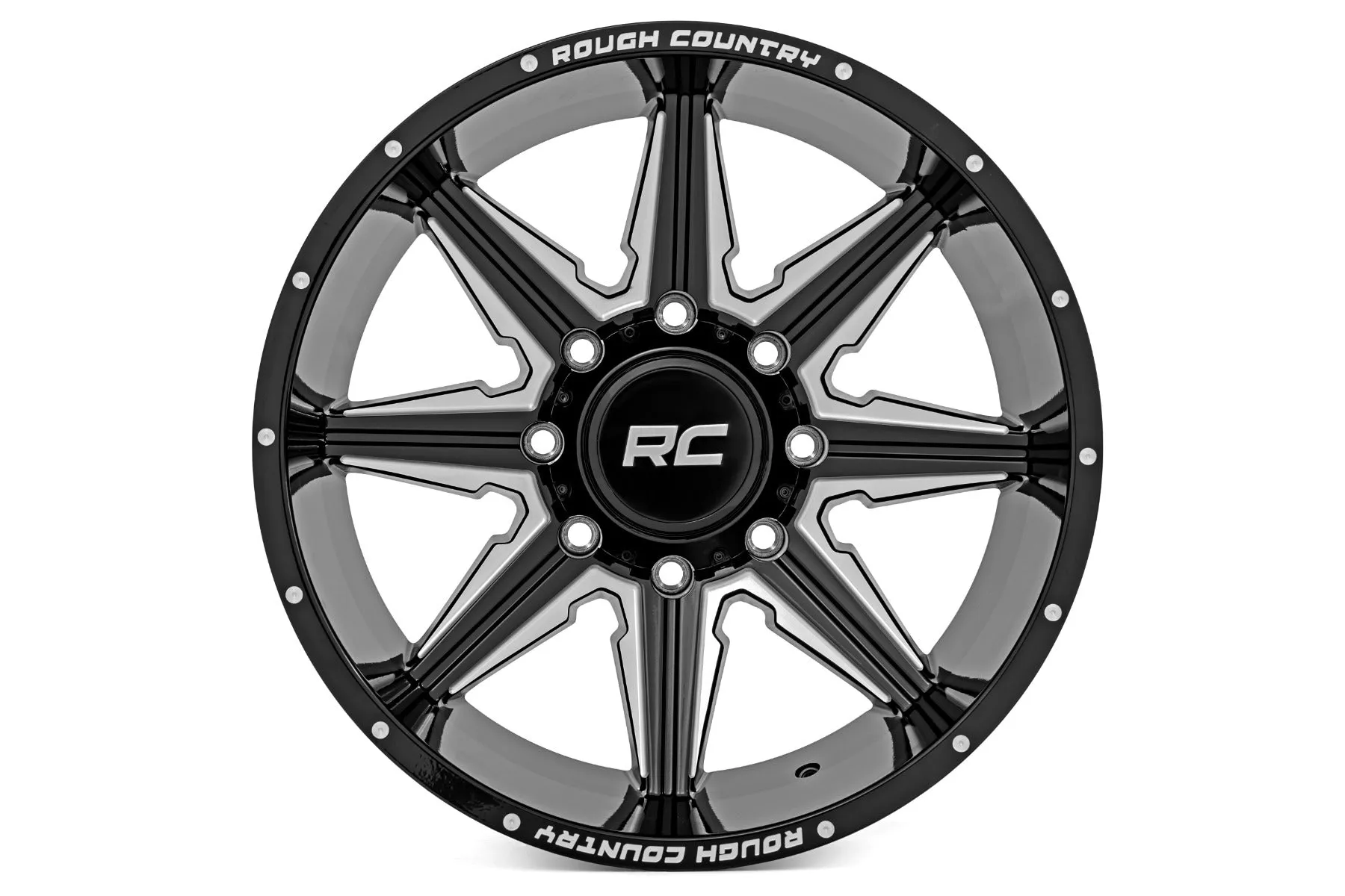 Rough Country 91M Series Wheel | One-Piece | Gloss Black | 22x12 | 8x6.5 | -44mm | 2001-2010