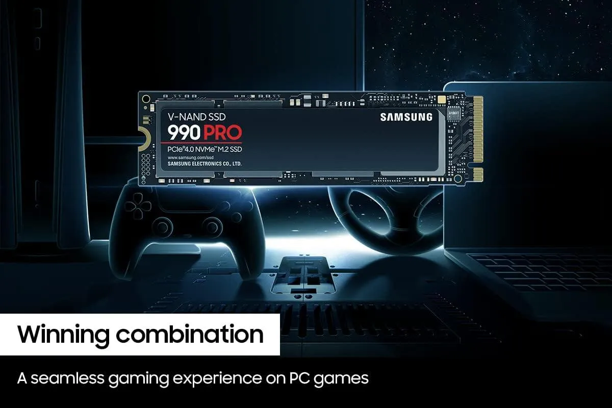 SAMSUNG 990 PRO SSD 2TB PCIe Gen4 NVMe M.2 Internal Solid State Hard Drive.