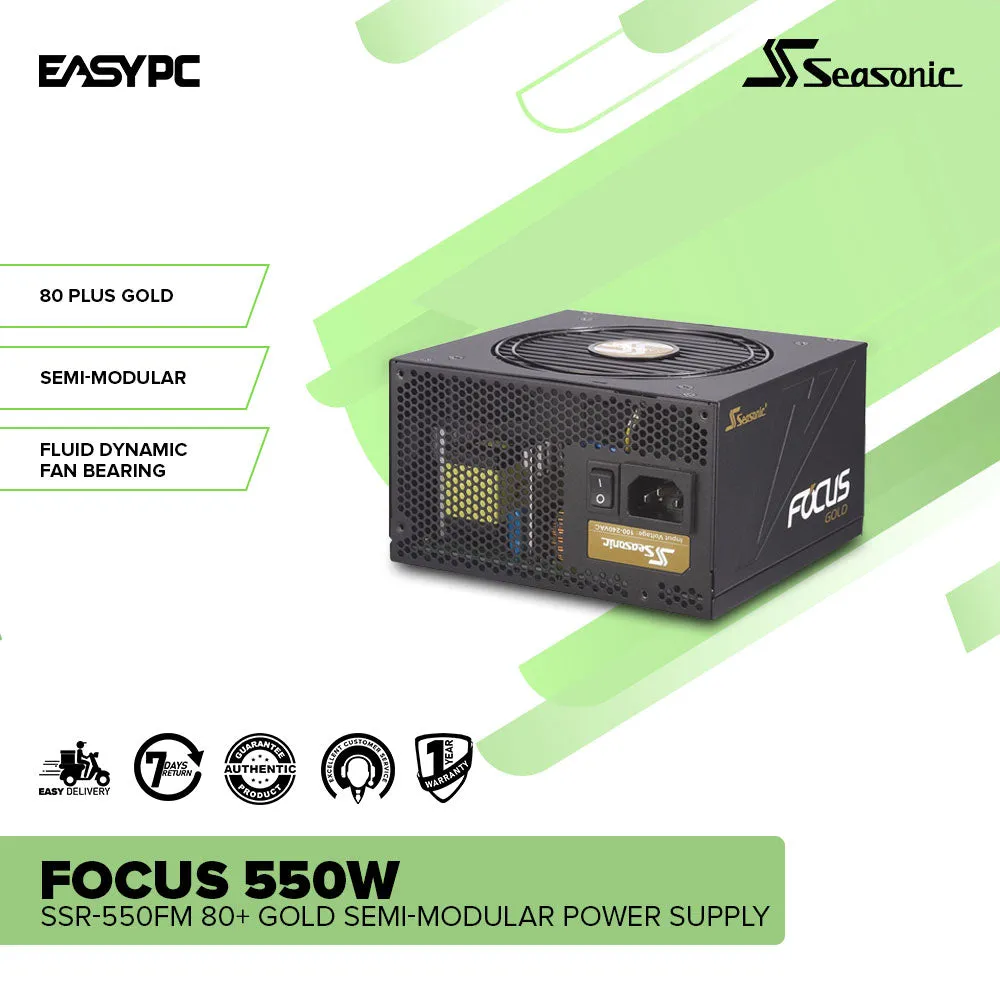 Seasonic Focus Gold 750W, 50W 80 Plus Multi-GPU setup Semi-Modular Cables Power Supply