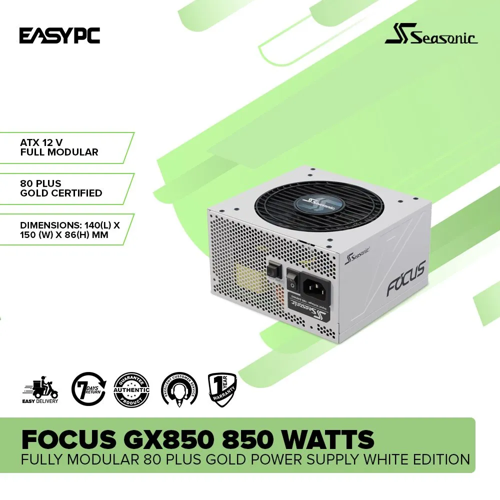 Seasonic Focus GX850 850 watts Fully Modular 80 Plus Gold Power Supply White Edition