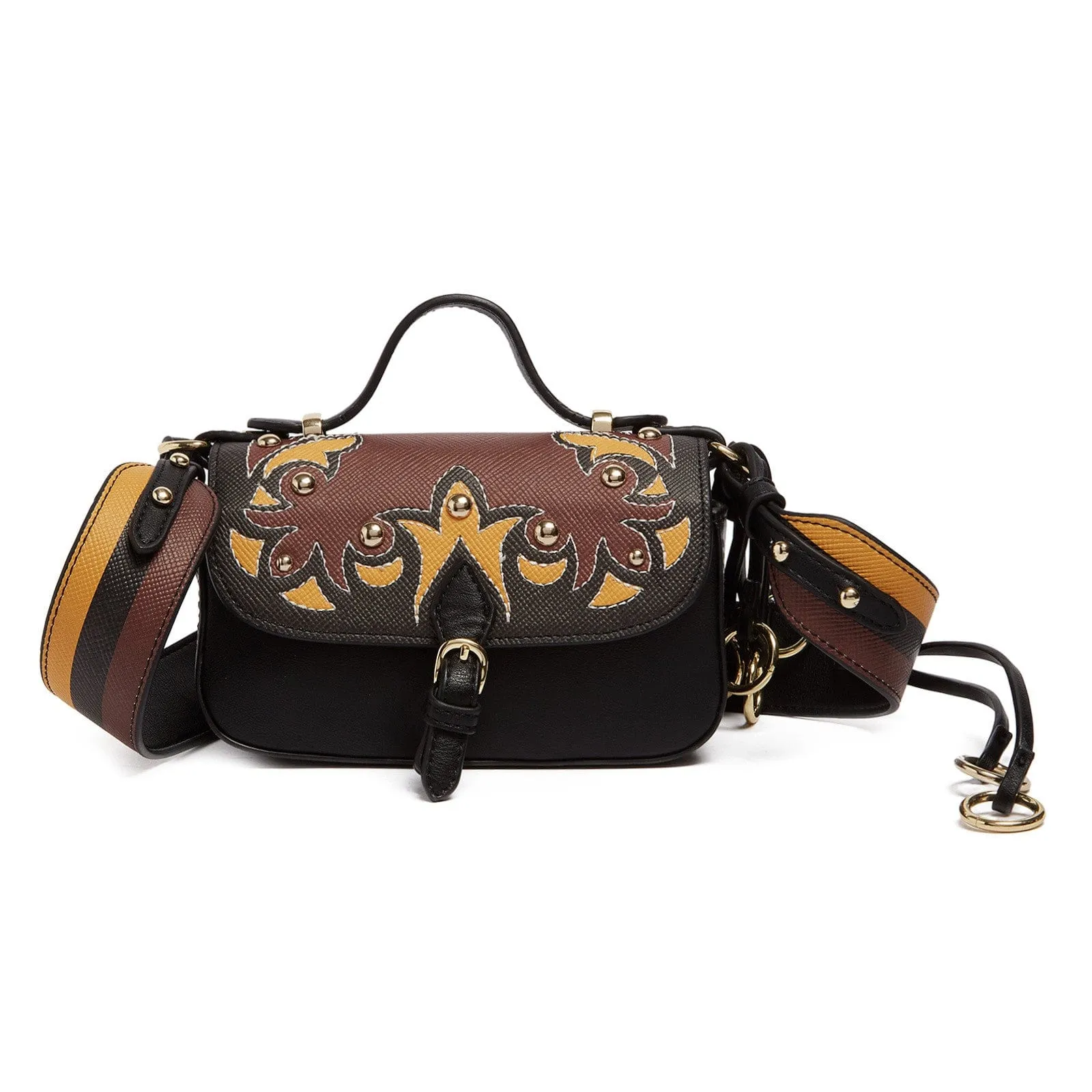 Tosca Blu Tan/Black Small Western Applique Shoulder Crossbody Bag