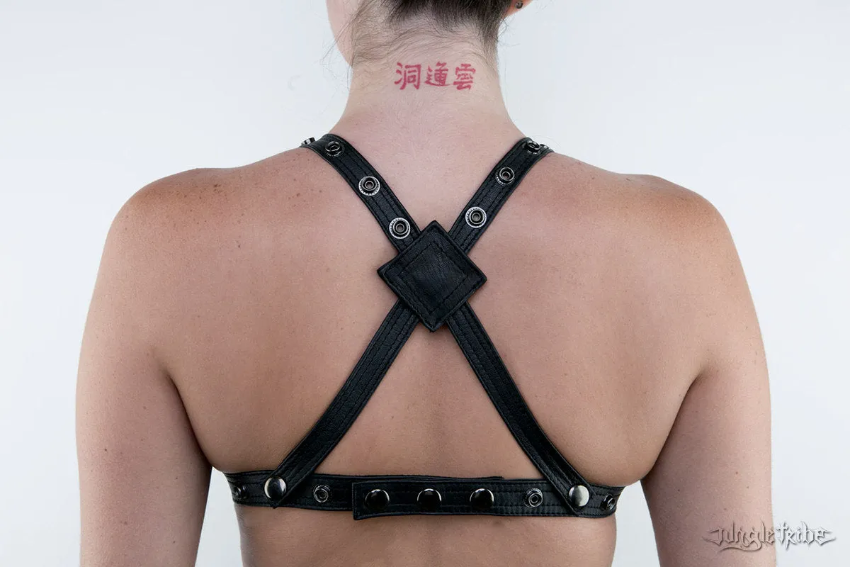 VENOMOUS VENGEANCE Red and Black Leather Bra Halter Top